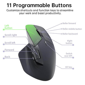 Rapoo MT760M Multi-Mode Wireless Optical Mouse, Bluetooth 5.0 & 2.4G Multi-Mode Connection Up to 4 Devices, 11 Programmable Buttons, 4000 DPI HD Sensor (Container Product Without Box) - Imported from UK
